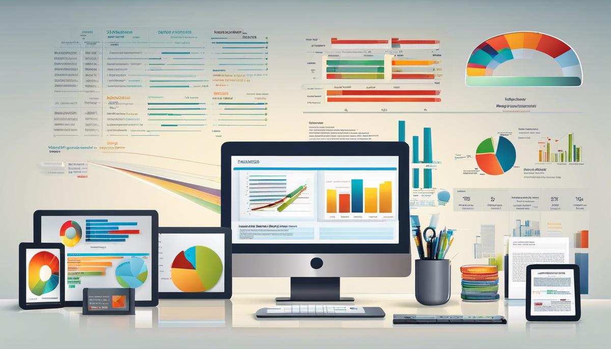 A visual representation of various product metrics being analyzed and assessed.